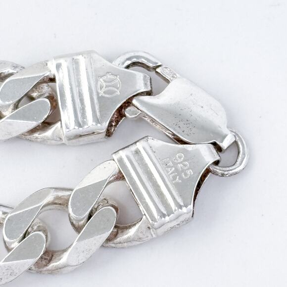 Vintage Italy Sterling Silver 925 9.6mm Curb Link Bracelet 8" - Picture 5 of 7